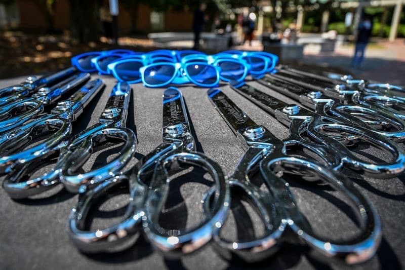 branded scissors and glasses